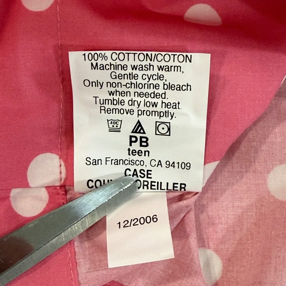 PBteen Pink Polka Dot Pillowcase Standard 100% Cotton Made in USA Vintage 2006